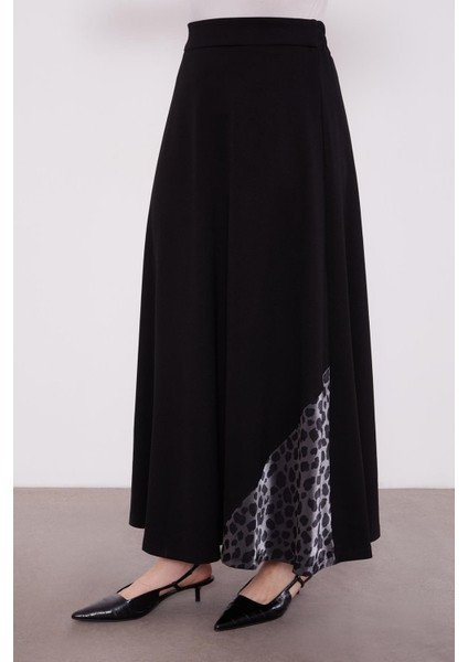 100626 Sıfır Yaka Göğüsü ve Kolu Leopar Detaylı Oversize Etek Ucu Leopar Detaylı Kloş Kloş Leopar Desenli Takım #01-25# fırsatları