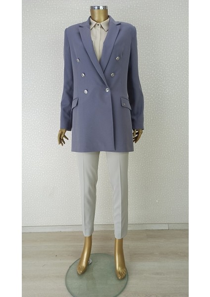 1001 Vatkalı Düğme Detaylı Kruvaze Kapama Ceket LVFW2351001 Ceket Qks #23-01#