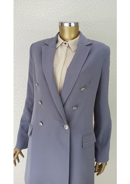 1001 Vatkalı Düğme Detaylı Kruvaze Kapama Ceket LVFW2351001 Ceket Qks #23-01# modelleri