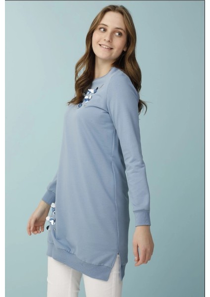 1503 Göğüs ve Bel Taş Işlemeli ve Boncuk Detaylı 2 Iplik Sweat Qys Sweat 1503 #23-05# fiyatları