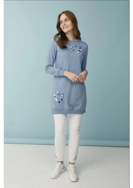 1503 Göğüs ve Bel Taş Işlemeli ve Boncuk Detaylı 2 Iplik Sweat Qys Sweat 1503 #23-05# modelleri