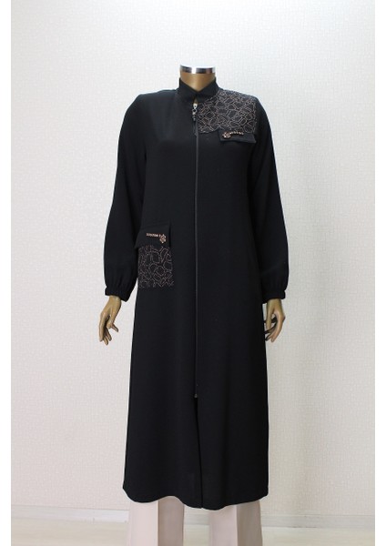 5006 Önü Fermuarlı Omzu ve Cebi Taş Detaylı Kol Ucu Lastikli Hakim Yaka Kap Qys Kap 5006 #G23-04# fiyatları