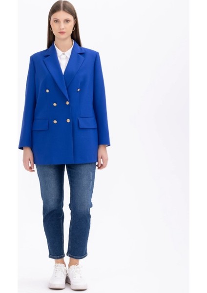 1008 Büyük Beden Düğme Detaylı Blazer Ceke Blazer Ceket 14231105401008 Qks Kblazser Cekekt #23-10#