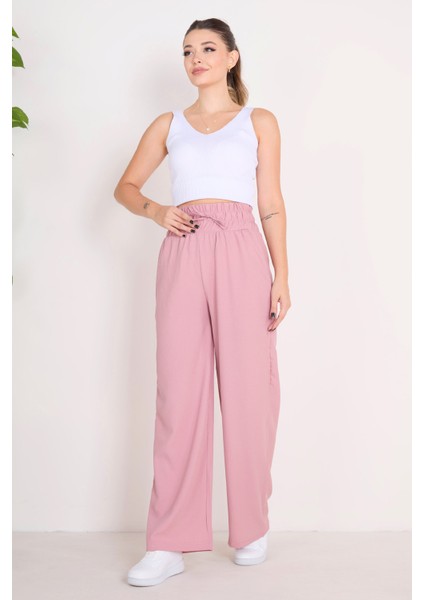 Beli Lastikli Pantolon Gül - 27074 modelleri