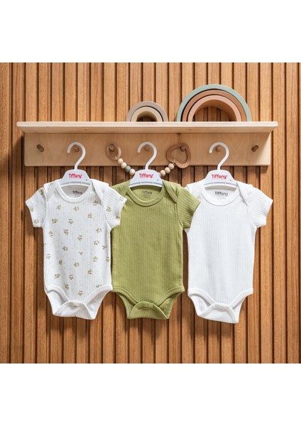 Kız Bebek Green Plant Theme 3'lü Yarım Kol Badi Set Yeşil 48008