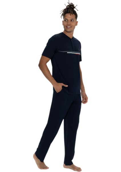 Büyük Beden Erkek Lacivert Kısa Kollu Pijama Takım fiyatları