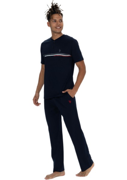 Büyük Beden Erkek Lacivert Kısa Kollu Pijama Takım modelleri