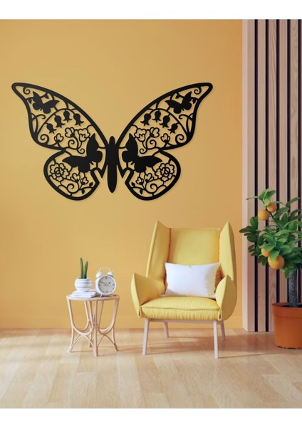 Desenli Kelebek Tasarımlı Hayvan Figürlü Metal Dekoratif Modern Duvar Tablosu Ev ve Ofis Için