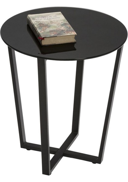 Lenny Yan Sehpa Siyah Metal Ayak Siyah Cam