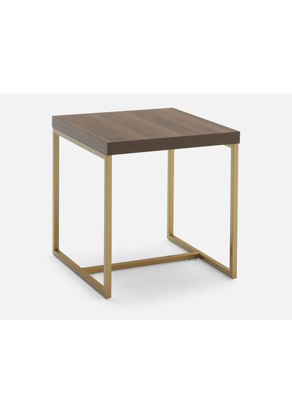 George Gold Metal Ahşap Yan Sehpa