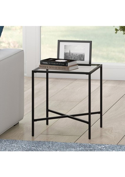 Ell Siyah Metal Cam Yan Sehpa