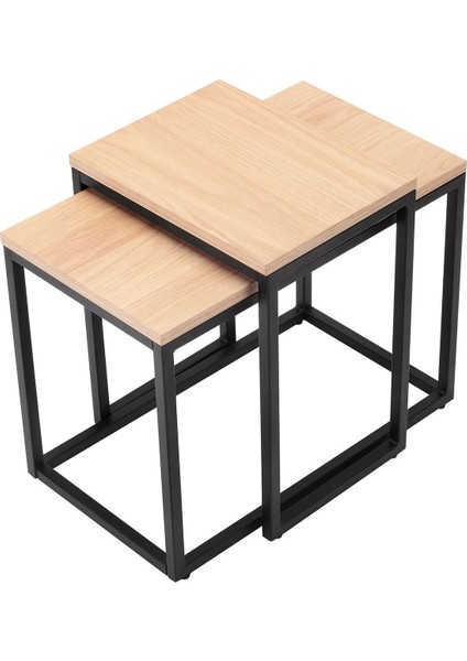 Alix Siyah Metal Ahşap Ikili Yan Sehpa fiyatları