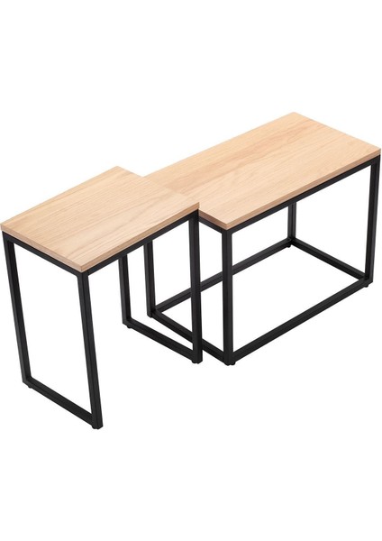 Alix Siyah Metal Ahşap Ikili Yan Sehpa modelleri