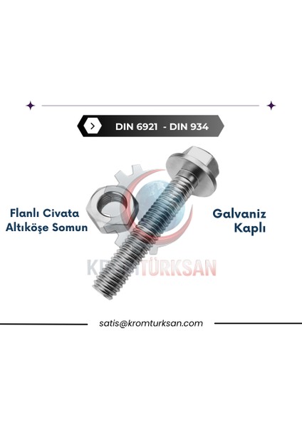 Kromtürksan - M6X20 Flanşlı Cıvata ve Somun Takım - 20 Adet