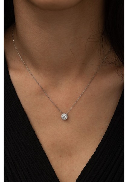 Tek Taşlı 925 Ayar Gümüş Kolye Beyaz fiyatları