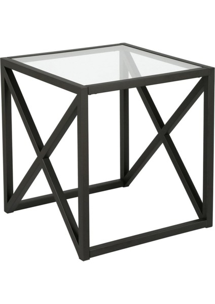 Etta Siyah Metal Cam Yan Sehpa modelleri