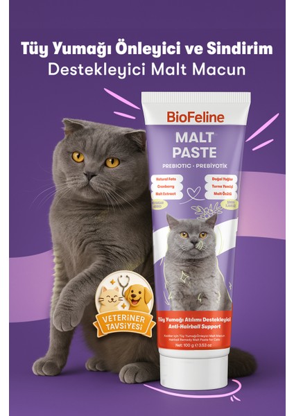Kedi Malt Macunu 100 g Malt Aromalı Şekersiz Doğal Yetişkin ve Yavru Kedilere Özel