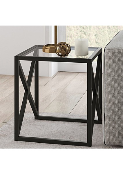 Etta Siyah Metal Cam Yan Sehpa fırsatları