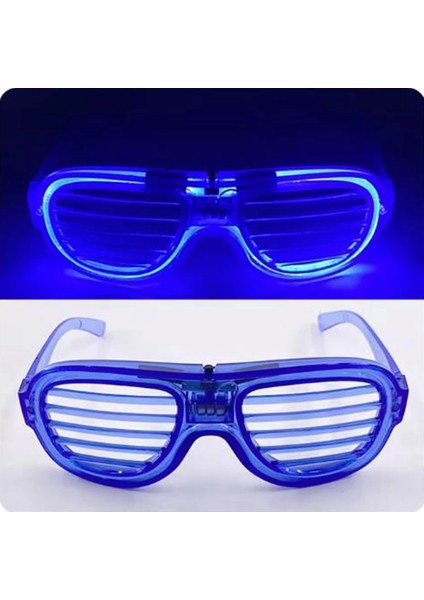 Mavi LED Işıklı Parti Gözlüğü - Neon 3 Modlu fırsatları