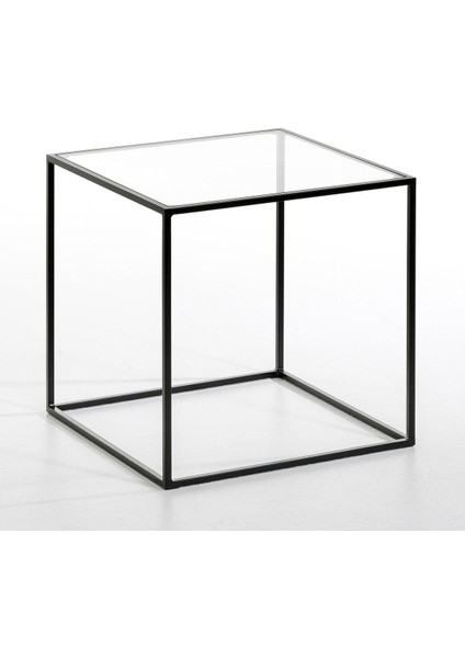 Pe Siyah Metal Cam Yan Sehpa