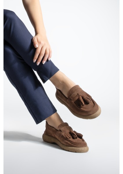 Kadın Hakiki Deri Loafer Günlük Ayakkabı Suma Kahve Süet fiyatları