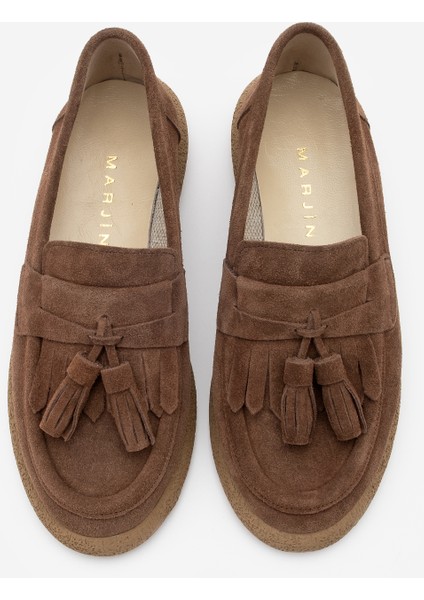 Kadın Hakiki Deri Loafer Günlük Ayakkabı Suma Kahve Süet