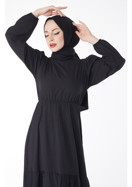 Beli Bağcıklı Elbise Siyah - 27303 modelleri
