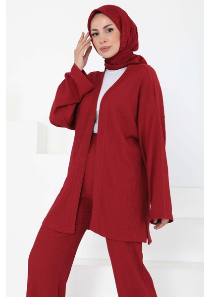Cepli Kimono Takım Bordo - 27131 fırsatları