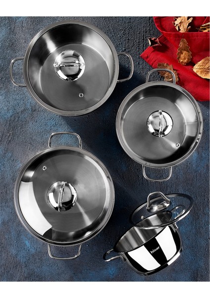 Teos 8 Parça Çelik Tencere Seti - Inox modelleri