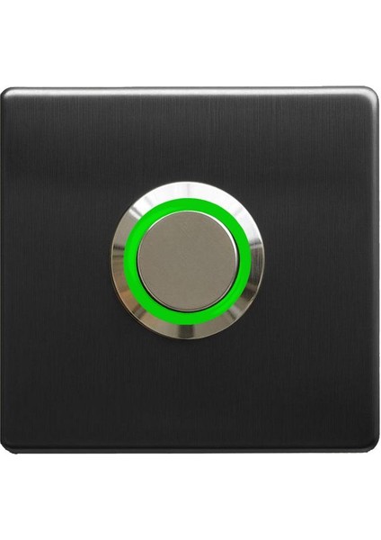 Z-201SY Siyah Paslanmaz Tek Kontak Zil Butonu Yeşil LED