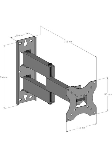 Alpın Hareketli Tv Duvar Askı Aparatı 10” – 27” fiyatları