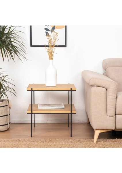 Bles Siyah Metal Ahşap Yan Sehpa fiyatları