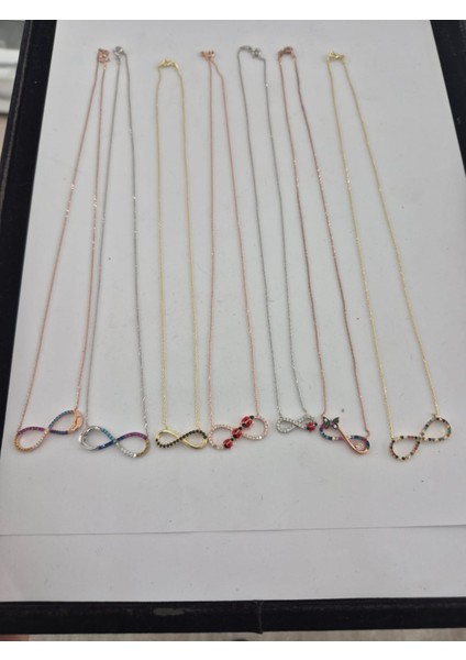 Uğur Böcekli Sonsuzluk Kolye Nano Zirkon Taşlı Rodyum Kaplama 925 Ayar Gümüş modelleri