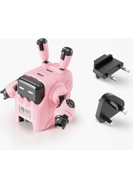DELTA35 Robot Figürlü 35W Hızlı Şarj Adaptörü ve Şarj Standı, Pembe fiyatları