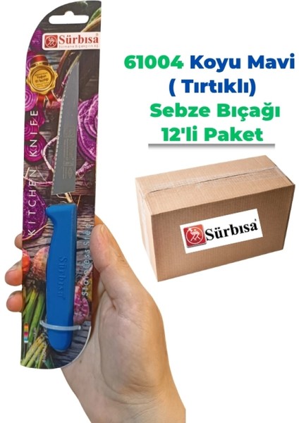 Sürbisa 61004 Sebze Bıçağı Koyu Mavi Lz 1 Koli (12 Adet Tırtıklı )