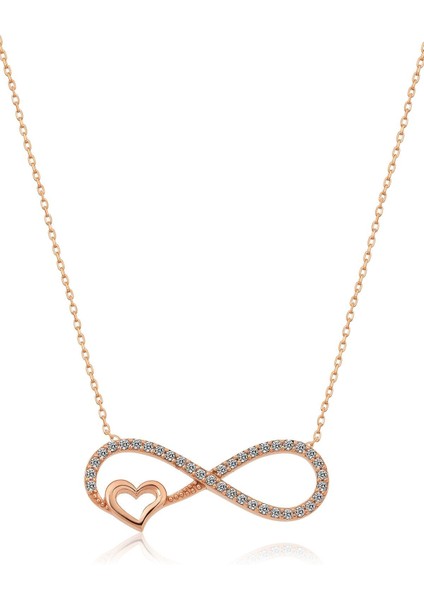 Gümüş Sonsuza Dek Kalbimdesin Nano Taşlı SonsuzlukKalp Kolye