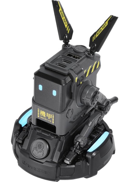 ALPHA65 Robot Figürlü 65W Hızlı Şarj Adaptörü ve Şarj Standı, Gri