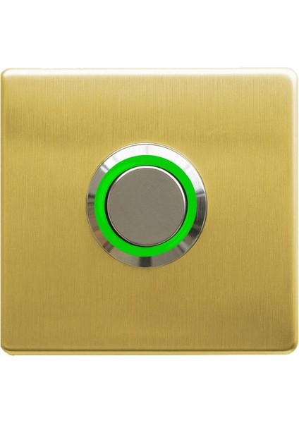 Z-201GY Paslanmaz Tek Kontak Zil Butonu Yeşil LED - Altın Renk