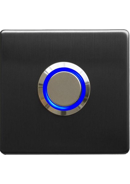 Z-201SM Siyah Paslanmaz Tek Kontak Zil Butonu Mavi LED