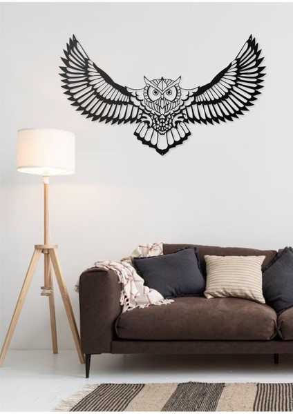Desenli Baykuş Tasarımlı Hayvan Figürlü Metal Dekoratif Modern Duvar Tablosu Ev ve Ofis Için