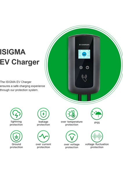Ev Charger Mode 3 Duvar Tipi 3 Fazlı 32A 22 Kw Elektrikli Araç Şarj Istasyonu 5 Metre Kablo indirimleri