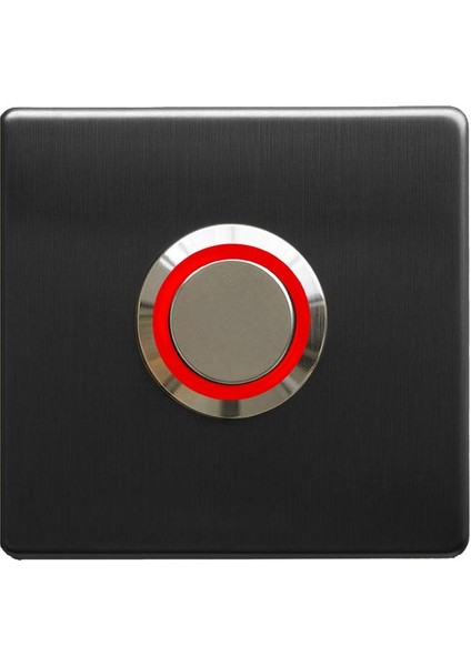 Z-201SK Siyah Paslanmaz Tek Kontak Zil Butonu Kırmızı LED