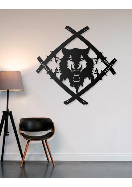 Desenli Bozkurt Tasarımlı Hayvan Figürlü Metal Dekoratif Modern Duvar Tablosu Ev ve Ofis Için modelleri