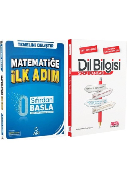 Arı 0 Sıfırdan Başla Matematik Matematiğe Ilk Adım ve Akm Dil Bilgisi Soru Bankası Seti 2 Kitap
