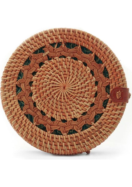 El Yapımı Hasır Rattan Desenli Yuvarlak Kutu Çanta fiyatları