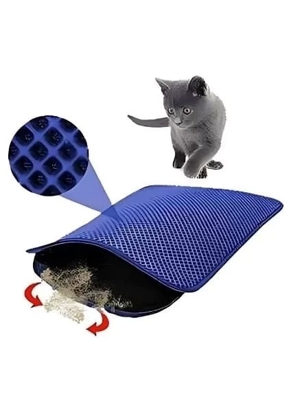 Petpretty Elekli Kedi Tuvaleti Paspası 50X60 cm Mavi