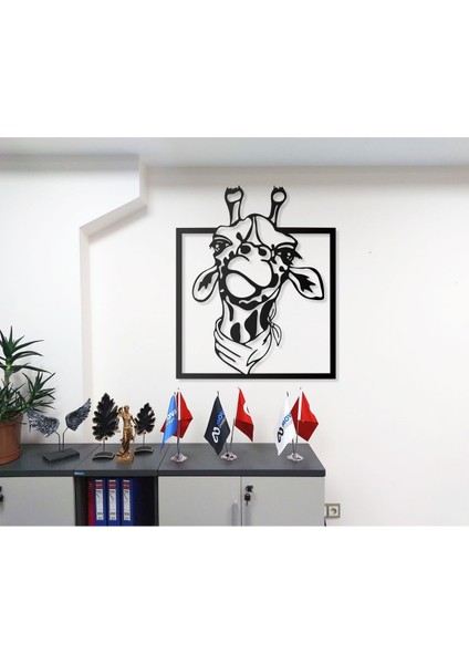 Desenli Zürafa Tasarımlı Hayvan Figürlü Metal Dekoratif Modern Duvar Tablosu Ev ve Ofis Için fiyatları