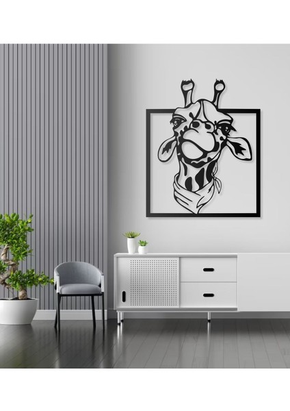 Desenli Zürafa Tasarımlı Hayvan Figürlü Metal Dekoratif Modern Duvar Tablosu Ev ve Ofis Için