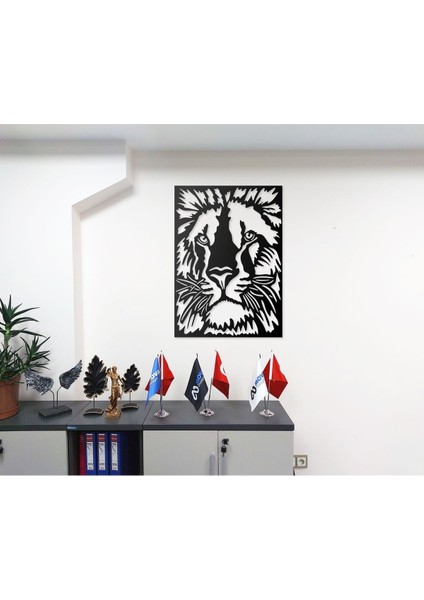 Desenli Aslan Silueti Tasarımlı Hayvan Figürlü Metal Dekoratif Modern Duvar Tablosu Ev ve Ofis Için fiyatları