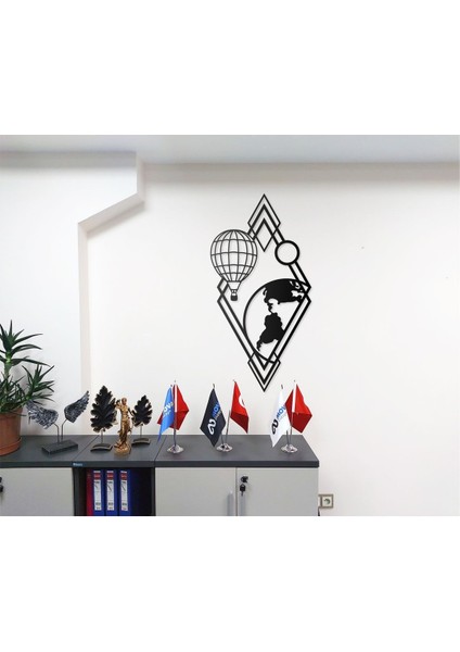 Geometrik Desen Tasarımlı Dünya Haritası Temalı Dekoratif Modern Metal Duvar Tablosu fiyatları